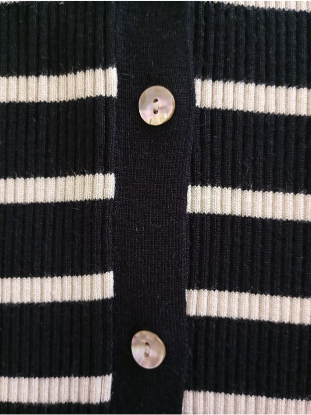 Evereve Striped Ribbed Knit Long Button-Up Cardigan Dress Black & White Size M - Picture 10 of 12